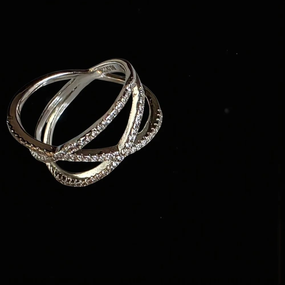 Silver CZ Crisscross Ring